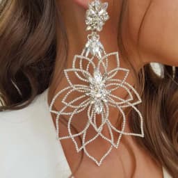 Stonefans New Hollow Exaggerate Flower Earrings Prom Wedding Decoration Fashion Women Rhinestone Dangle Earrings Accessories