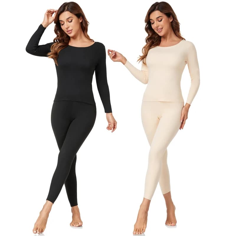 Winter Long Sleeve Bottoming Top Thermajane Long Johns Thermal Underwear for Women Soft Base Layer Pajama Set for Cold Weather