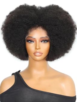 AFRO Kinky Curly BOB Wig Natural Color Glueless Wig Human Hair Ready to Wear 250% Density Affordable Remy Human Hair