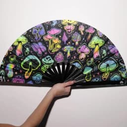 Portable Folding Fans Oxford Fabric Fluorescent Folding Fan Cute Collapsible Fans For Dances Stage Performances Colorful Folding
