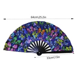 Portable Folding Fans Oxford Fabric Fluorescent Folding Fan Cute Collapsible Fans For Dances Stage Performances Colorful Folding