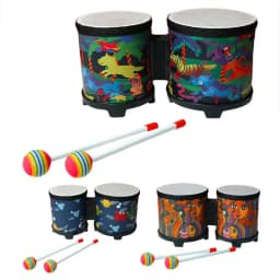 Kids Bongo Drums Cute Hand Drum Musical Toy Hand Drum Hand-Crafted Drum With 2 Colorful Drumsticks Musical Instruments For Kids