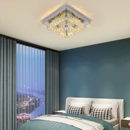 Modern Chandelier Ceiling Lamp K9 Crystal Led Square Pendant Light Luminaire Bedroom Living Room Home Decor Balcony Fixture