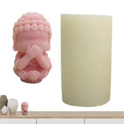 Buddha Statue Silicone Mold 3D Silicone Mold Buddha Candle Molds Don'T Listen Talk Or Look Shape Soy Wax Candle For Birthday