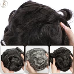 TESS Toupee Men 0.1mm PU Base Wig Man 75g Natural Hair Wig 100% Male Replacement System Prothesis Invisible Brazil Hairpiece