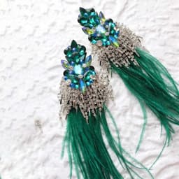 Stonefans Green Feather Exaggerated Tassel Earrings Accessories Vintage Women Statement Jewelry Holiday Party Gifts Wholesale