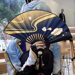 Anime Handheld Fan Exquisite Pattern Foldable Fan Christmas Silk Cloth Cooling Fan Two-Dimensional For Stage Performance