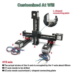 Motorized Slide Table T-type Linear Guide Rail Stage Mini Sliding Table Motor Drive Kit Electric Linear Module Z Axis 50-300mm