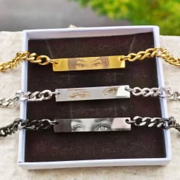HAOHUPO Personalized Eyes Photo Fashionable Couple Necklace Customized Pendant Engravable Picture Stainless Steel Gifts for Boy