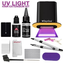 V Light Hair Extensions Set with UV Glue Hair Extension Kit Technology and Tools for Easy Application and Salon Quality Results