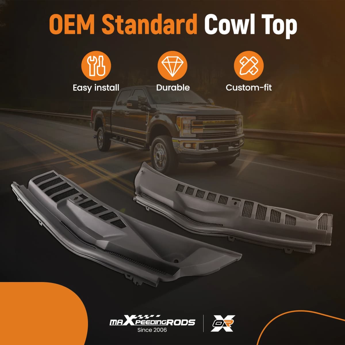 Windshield Wiper Cowl Panel Grille Set Top Cover Trim for Ford Super Duty F250 2017 2018-2020 2021 2022 HC3Z-25022A68-AA