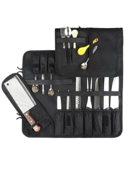 WESSLECO Chef Knife Bag Roll Carry Case Kitchen Cooking Portable Durable Storage Pockets
