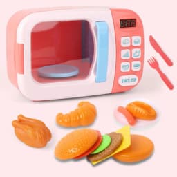 Microwave Toy Pretend Kitchen Food Toy With Light & Sound Interactive Realistic Timer Microwave For Baby Role Play Home