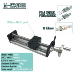 100mm-300mm Stroke SFU1605 C7 Ballscrew Manual Linear Actuator Sliding Table Stage Handwheel Linear Rail for CNC 3D Printer 60KG