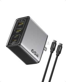 PISEN 65W 4-Port GaN Charger w/ 4FT C-C Cable, Fast Charge for MacBook, iPhone 16-14, iPad, Galaxy S24, Pixel 8, Steam Deck