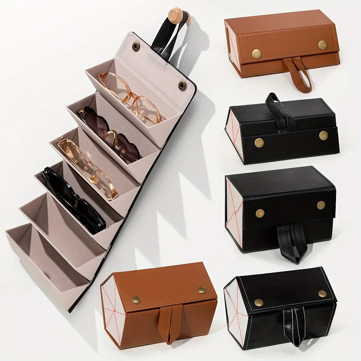 1pc 2/3/4/5/6 Slots Foldable Eyeglasses Holder Box, Portable Glasses Case For Men