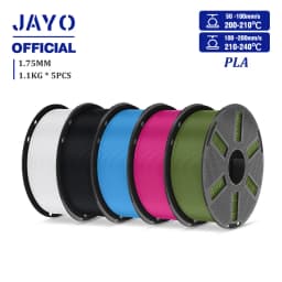 JAYO PLA Filament 1.75mm 1.1KG 5Rolls PLA 3D Printer Filament with Reusable Spool Fit Most 3D Printers