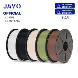 JAYO PLA Filament 1.75mm 1.1KG 5Rolls PLA 3D Printer Filament with Reusable Spool Fit Most 3D Printers