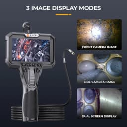 ANCEL AN302 4.3" Screen 2-Way Articulating Borescope 6.5mm Dual Front-Side Camera HD Endoscope 7 LED Lights Car Engine Industrial Pipe Inspection