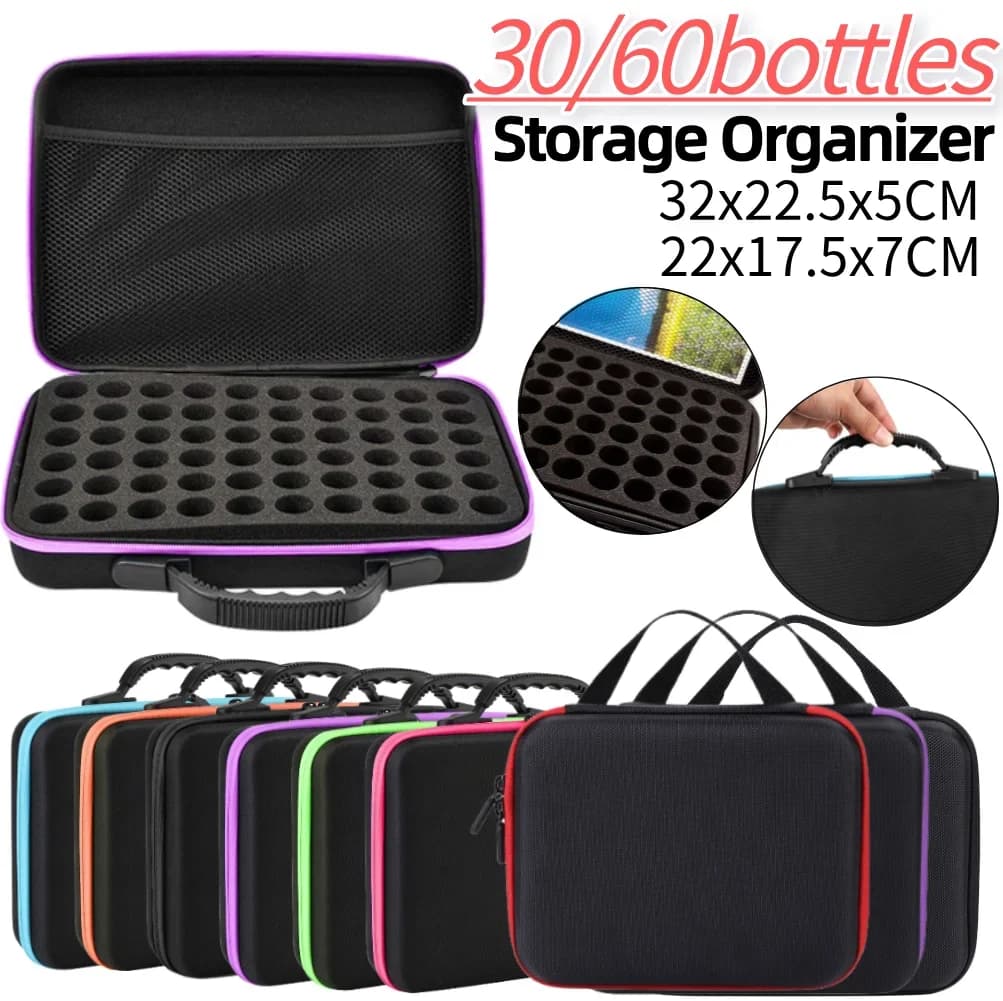 Essential Oils Carrying Case EVA Travel Storage Organizer Essential Oil Case with Foam Insert Portable for30/60 Bottles 10/15 ML