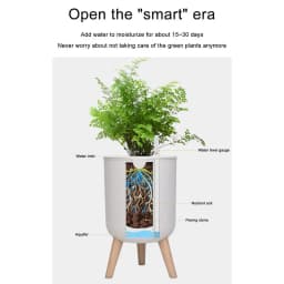 New Automatic Self-Watering Flower Pot With Water Level For Home Indoor Outdoor Garden Flower Pot With Wooden Bracket Home Decor