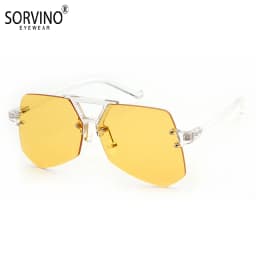 Vintage Geometric Rimless Pilot Gray Ant Sunglasses Men High Quality Luxury Brand Retro Sunglasses Women Clear Lens Glasses Y15