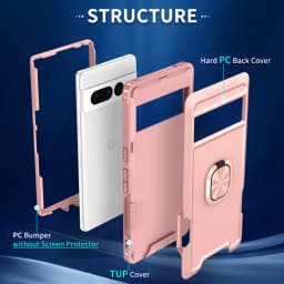 for Google Pixel 7 Pro Case Heavy Duty Full Body Shockproof Kickstand with 360° Ring Holder Support Car Mount Hybrid