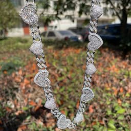 Bubble Letter Iced Out Heart Choker Necklace for Women Baguette Cuban Link Chain Micro Pave Hip Hop Jewelry