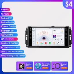 Hizpo 7 Inch Android Car Radio For Jeep Cherokee 2009 2008 2010 Wrangler Dodge Challenger Chrysler GPS Stereo NO DVD 4G Carplay