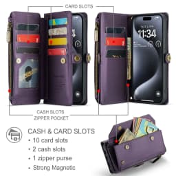 Crossbody for iPhone 15 14 13 12 11 Pro Max SE 2022 XR XS Max Case Wallet【RFID Blocking】with 7-Card Holder Zipper Bills Slot
