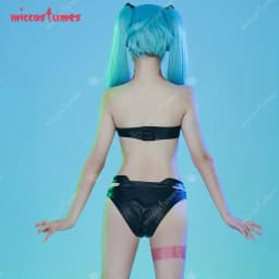 Miccostumes Women's Black Cosplay Costume Jacket Set with Tattoo Stickers