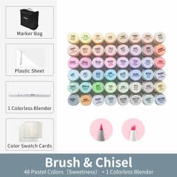 Ohuhu Honolulu 48 Pastel Colors Marker Pen Set Alcohol Art Markers Refillable Dual Tips Sketching Drawing School Art Supplies