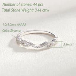 Newshe 925 Silver Half Eternity Ring Wedding Bands for Women White Yellow Gold Stacking Twisted Infinity AAAAA Cubic Zircon