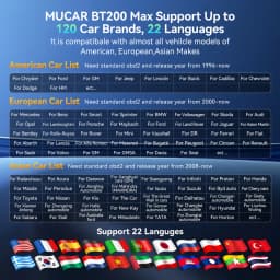 MUCAR BT200 MAX AI Automotive Tool OBD2 Bluetooth Scanner CANFD Active Test 15 Reset Full System Diagnose For All Cars Life Free