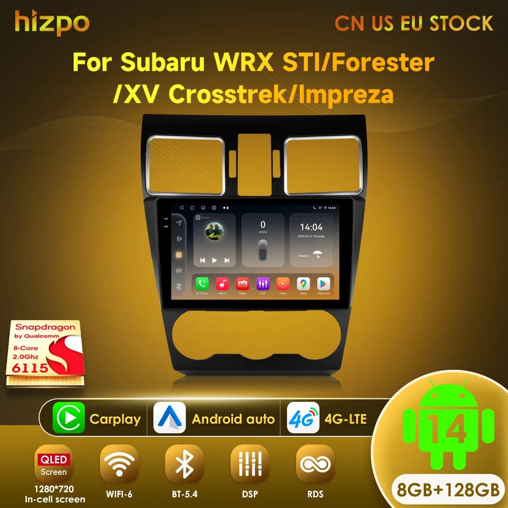 Hizpo Android 14 Radio For Subaru Forester WRX and STI XV Crosstrek Impreza 2015 2016 - 2018 Stereo Car GPS Player 2din Carplay