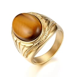 BONISKISS Vintage Men's Ring Tiger Eye Stone Punk Classic Black Color Ring Male Stainless Steel Ring Bijoux Aneis Jewelry Gift