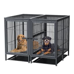 Jumbo Large Metal Pet Playpen, Kennel House with Steel Lock and Removable Trays, Heavy Duty Dog Cage