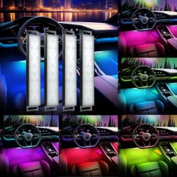 Led Interior Rock Car Lights RGB LED Car lamp Strip Sync to Music Waterproof 4pcs 48 with Bluetooth App Control Auto Decoration
