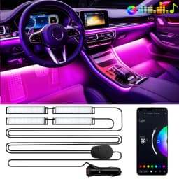 Led Interior Rock Car Lights RGB LED Car lamp Strip Sync to Music Waterproof 4pcs 48 with Bluetooth App Control Auto Decoration
