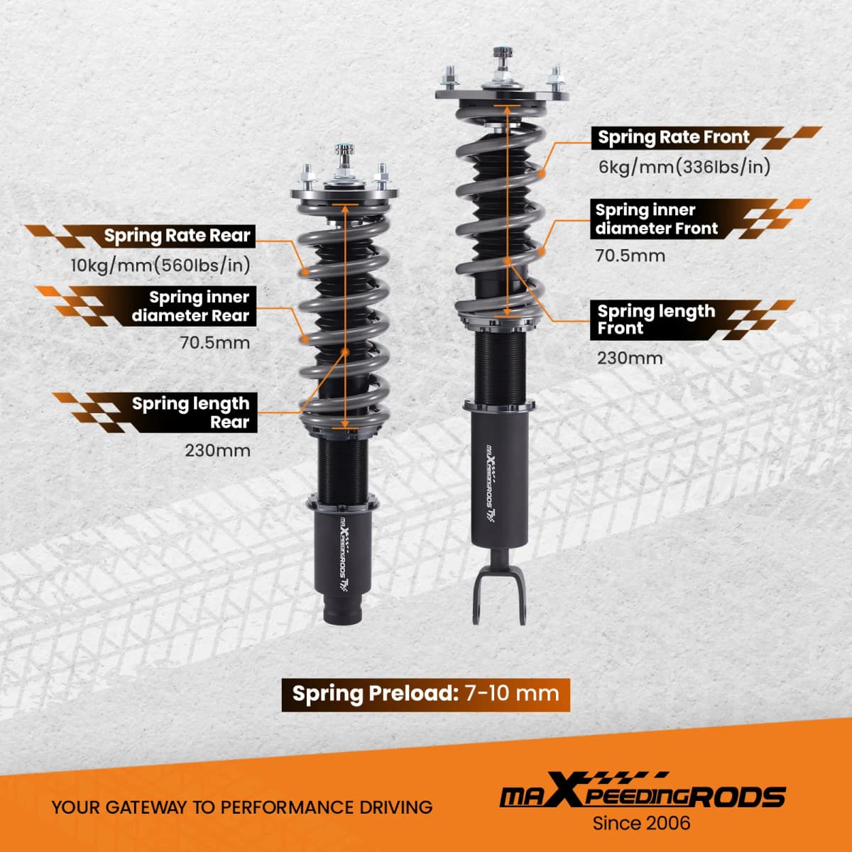 MaXpeedingrods 24 Way Damper Coilovers Suspension Kit for Honda Accord 94-97 Adjustable Damper Height Coilovers Struts Kit