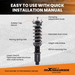 MaXpeedingrods 24 Way Damper Coilovers Suspension Kit for Honda Accord 94-97 Adjustable Damper Height Coilovers Struts Kit