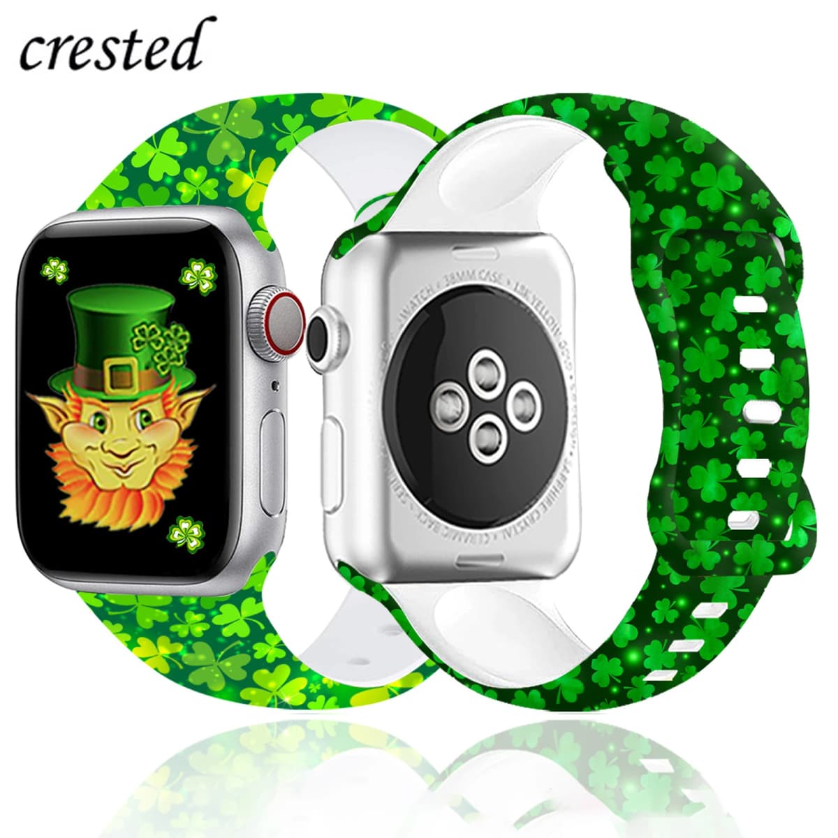 St. Patrick's Day Strap for Apple Watch Band 45mm 40mm 44mm Easter Day Printed Silicone bracelet iWatch series 9 8 7 se ultra 2