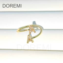 DOREMI Double Initial Letter White Zircon Letter Ring Custom Jewelry Initial Women Stagger Ring Gift Jewelry