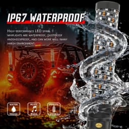 2PCS 1FT 12V Fat Spiral LED Whip Light For Side By Side For UTV APP Control Compatible With Polaris RZR for Can-Am Maverick X3