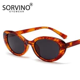 SORVINO Leopard Brown Small Oval Women's Sunglasses 2024 New Fashion Purple Sexy Retro Colorful Sun Glasses Shade UV400 Eyeglass