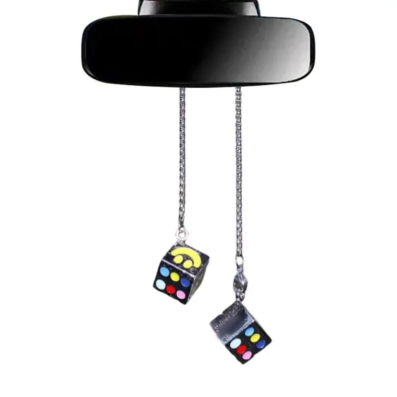 Car Mirror Decor Dice Pendant Hangable Alloy Dice Shape Keychain Pendants Retro Cute Suspending Ornaments Decorative Car