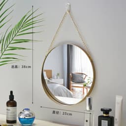Round Hanging Mirror Metal Wall Mount Mirror Art Toilet Bathroom Decor Nordic Style Mirror 2024 New Arrival