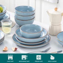 VANCASSO NYMPH 16/32 Piece Ceramic Glaze Tableware Set with Dinner/Dessert/Soup Plate/Bowl For 4/8 Person 4 Color Optional