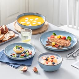 VANCASSO NYMPH 16/32 Piece Ceramic Glaze Tableware Set with Dinner/Dessert/Soup Plate/Bowl For 4/8 Person 4 Color Optional