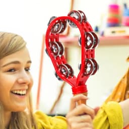 Double Row Metal Jingles Hand Held Tambourine Safe Musical Tambourine Rustproof Waterproof Percussion Instrument Eco-Friendly